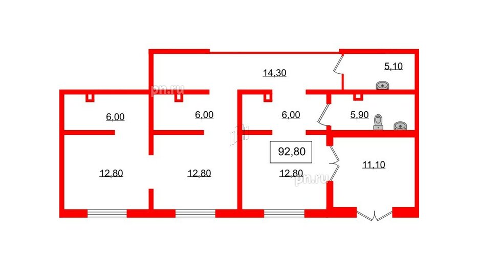 Помещение в ЖК Цветной город, 89.5 м², 1 этаж