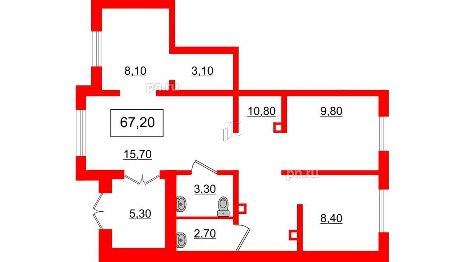 Помещение в ЖК Цветной город, 67.3 м², 1 этаж