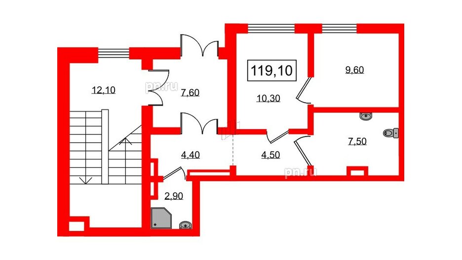 Помещение в ЖК Ручьи, 119.1 м², 1 этаж