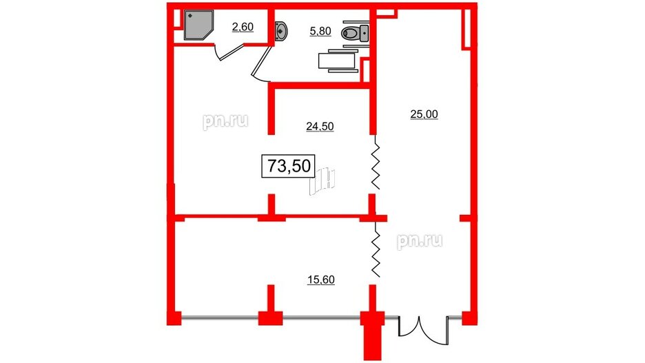 Помещение в ЖК Ручьи, 73.5 м², 1 этаж