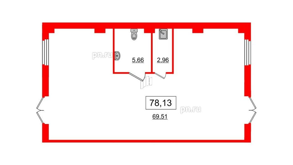 Помещение в ЖК ID Кудрово, 78.13 м², 1 этаж