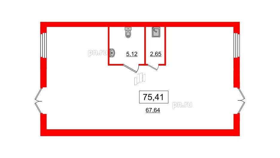 Помещение в ЖК ID Кудрово, 75.41 м², 1 этаж