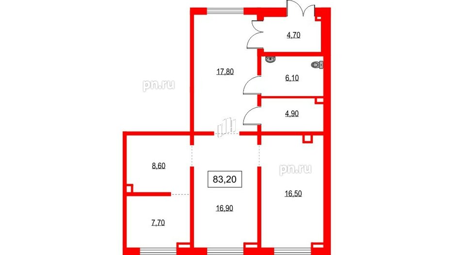 Помещение в ЖК Заповедный парк, 83.2 м², 1 этаж