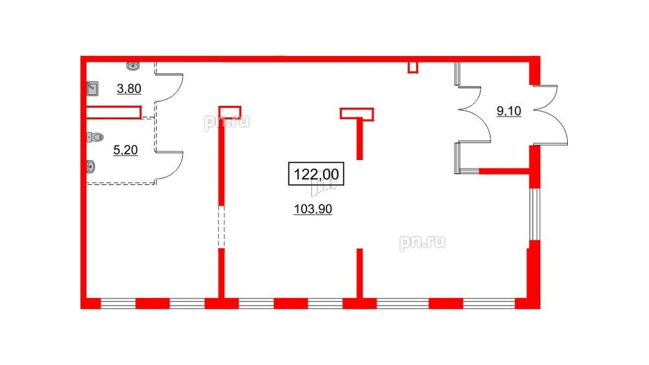 Помещение в ЖК Кудровский парк, 121.6 м², 1 этаж