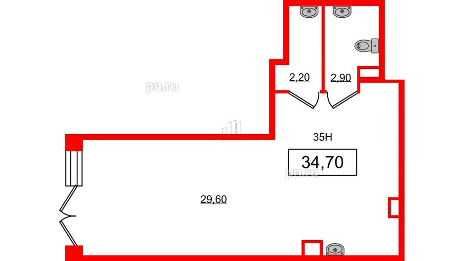 Помещение в ЖК Солнечный город. Резиденции, 34.7 м², 1 этаж