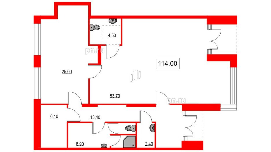 Помещение в ЖК NEWПИТЕР, 114 м², 1 этаж