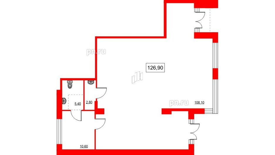 Помещение в ЖК NEWПИТЕР, 126.9 м², 1 этаж