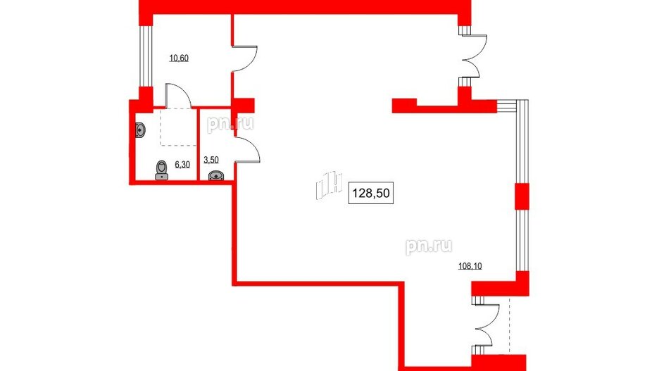 Помещение в ЖК NEWПИТЕР, 128.5 м², 1 этаж