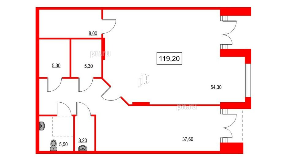 Помещение в ЖК NEWПИТЕР, 119.2 м², 1 этаж