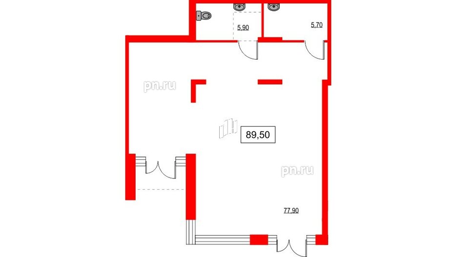 Помещение в ЖК NEWПИТЕР, 89.5 м², 1 этаж