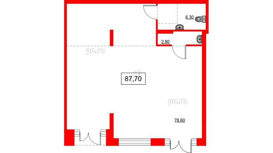 Помещение в ЖК NEWПИТЕР, 87.7 м², 1 этаж