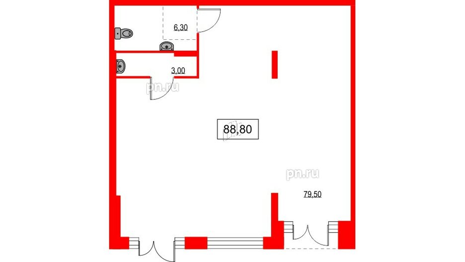 Помещение в ЖК NEWПИТЕР, 88.8 м², 1 этаж