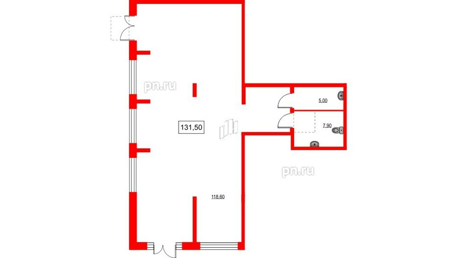 Помещение в ЖК NEWПИТЕР, 131.5 м², 1 этаж