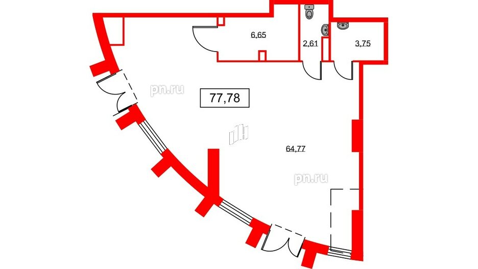 Помещение в ЖК Морская набережная.SeaView 2, 77.78 м², 1 этаж