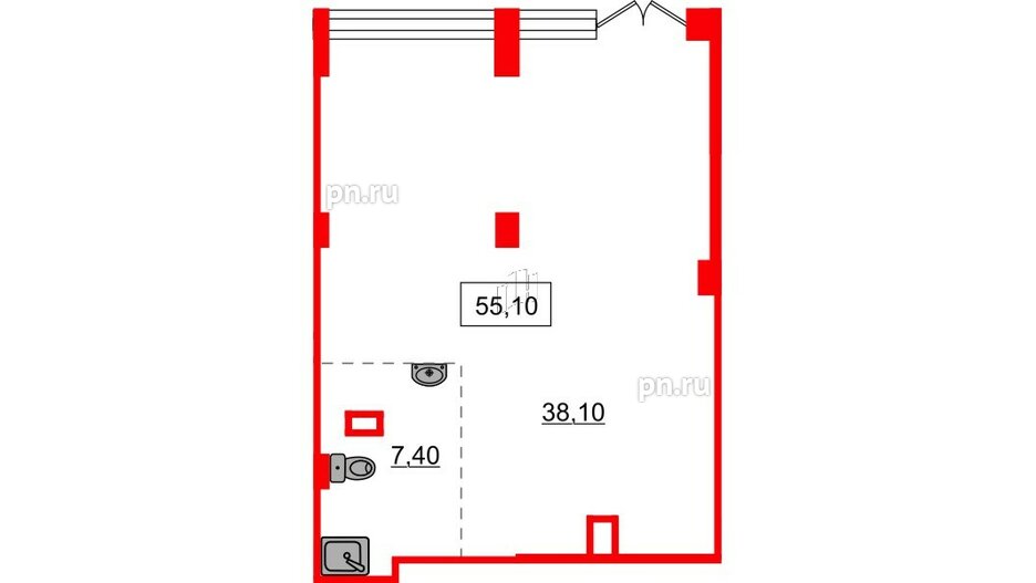 Помещение в ЖК Аквилон Stories, 55.1 м², 1 этаж