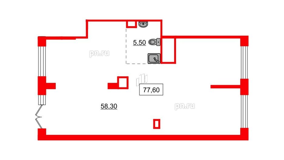 Помещение в ЖК Аквилон Stories, 77.6 м², 1 этаж