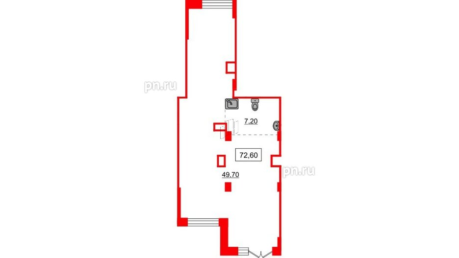 Помещение в ЖК Аквилон Stories, 72.6 м², 1 этаж