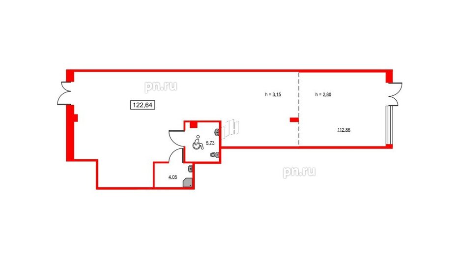 Помещение в ЖК ID Светлановский, 122.64 м², 1 этаж