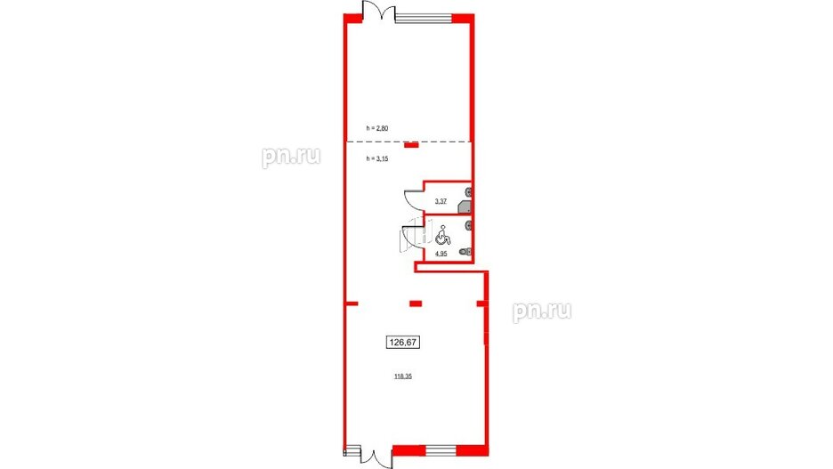 Помещение в ЖК ID Светлановский, 126.67 м², 1 этаж