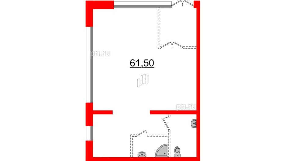 Помещение в ЖК А101Лаголово, 61.5 м², 1 этаж