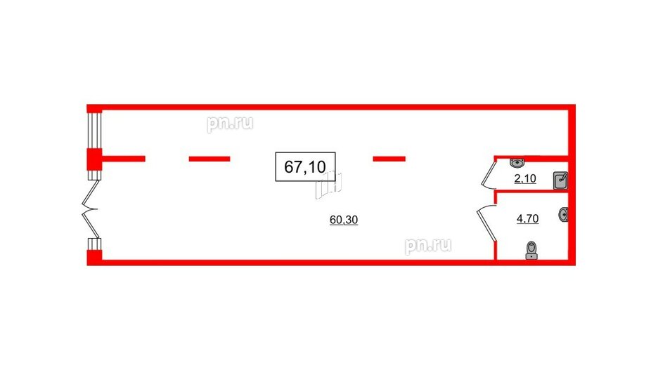 Помещение в ЖК NEWПИТЕР, 67.1 м², 1 этаж