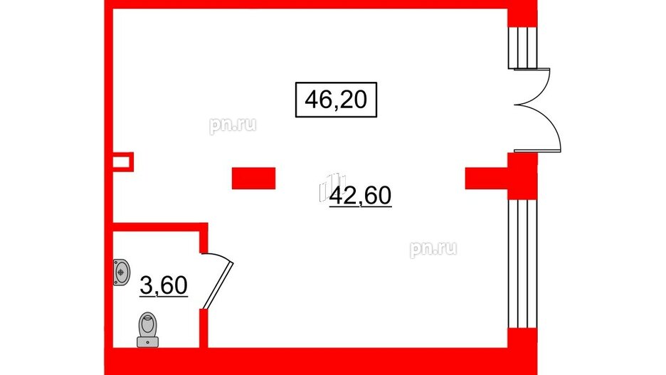 Аренда помещения в ЖК Svetlana Park, 46.2 м², 1 этаж