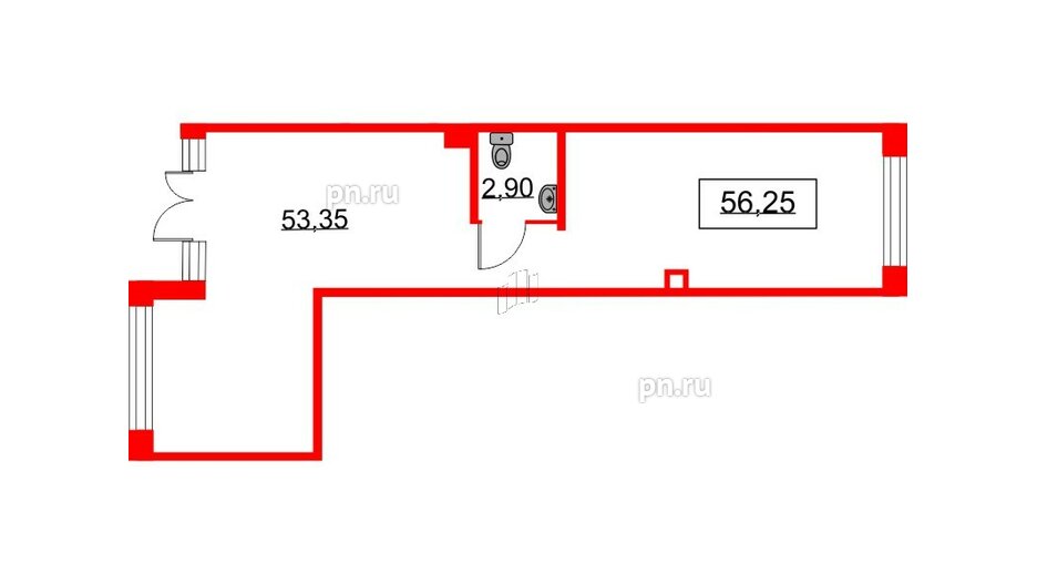 Помещение в ЖК Glorax Premium Василеостровский, 56.25 м², 1 этаж