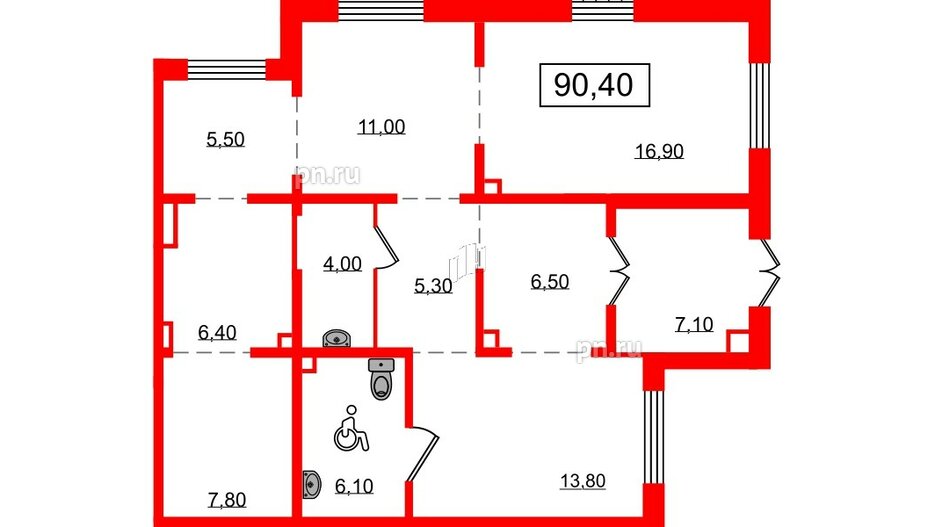 Помещение в ЖК Заповедный парк, 90.4 м², 1 этаж