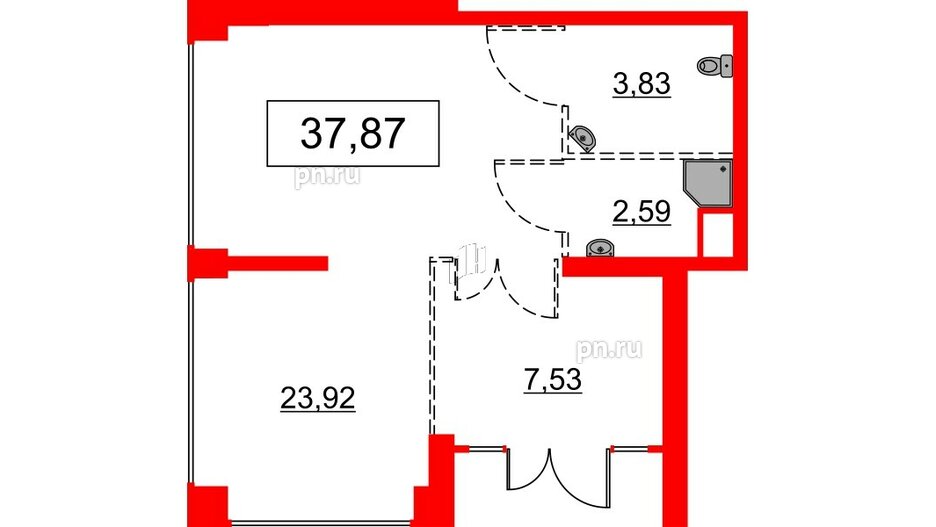 Помещение в ЖК Glorax Василеостровский, 37.87 м², 1 этаж