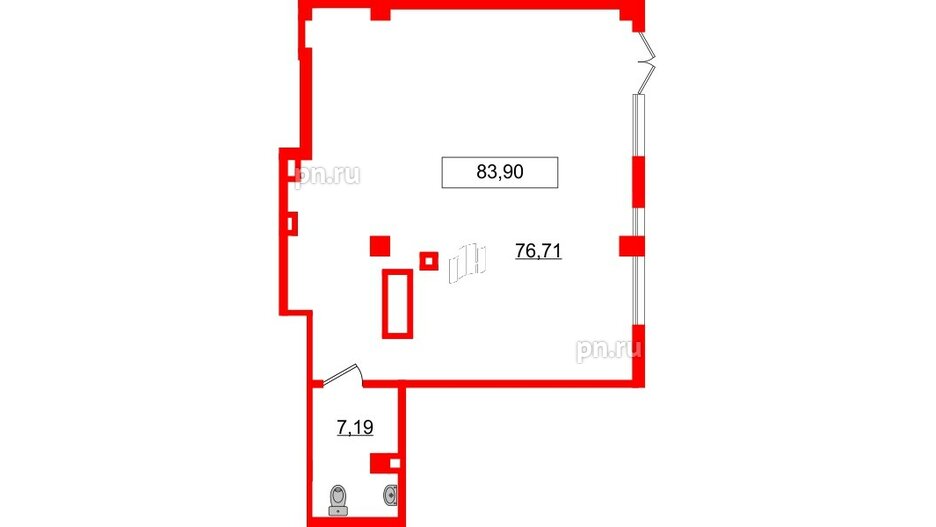 Помещение в ЖК TESORO, 85.4 м², 1 этаж