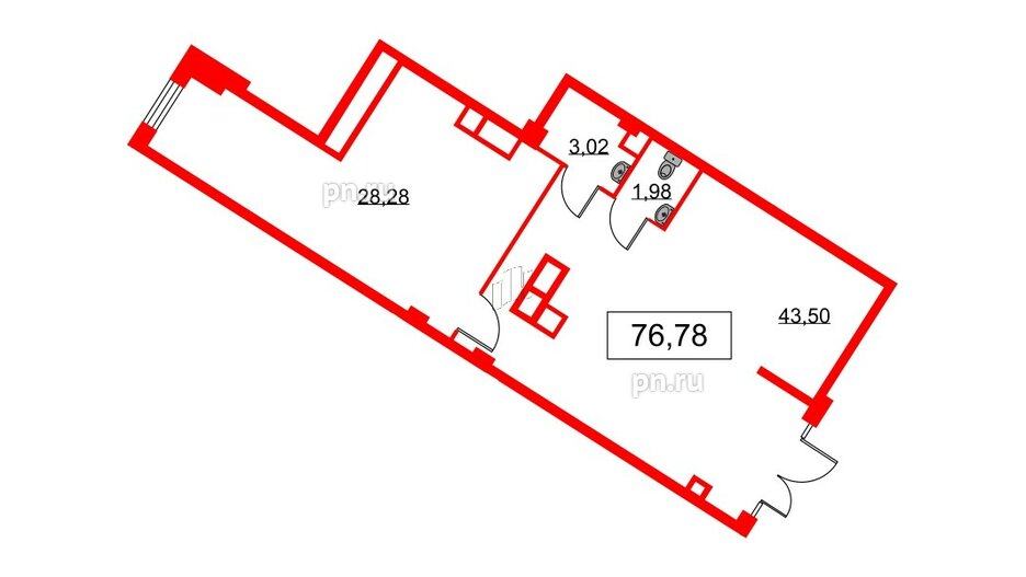 Помещение в ЖК Glorax Заневский, 74.4 м², 1 этаж