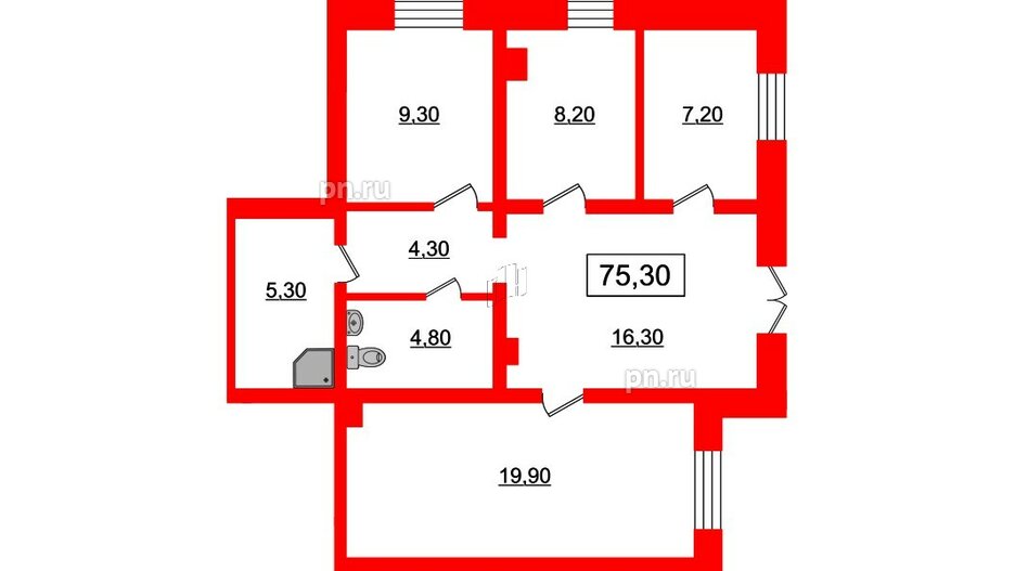 Помещение в ЖК Цивилизация, 76.2 м², 1 этаж