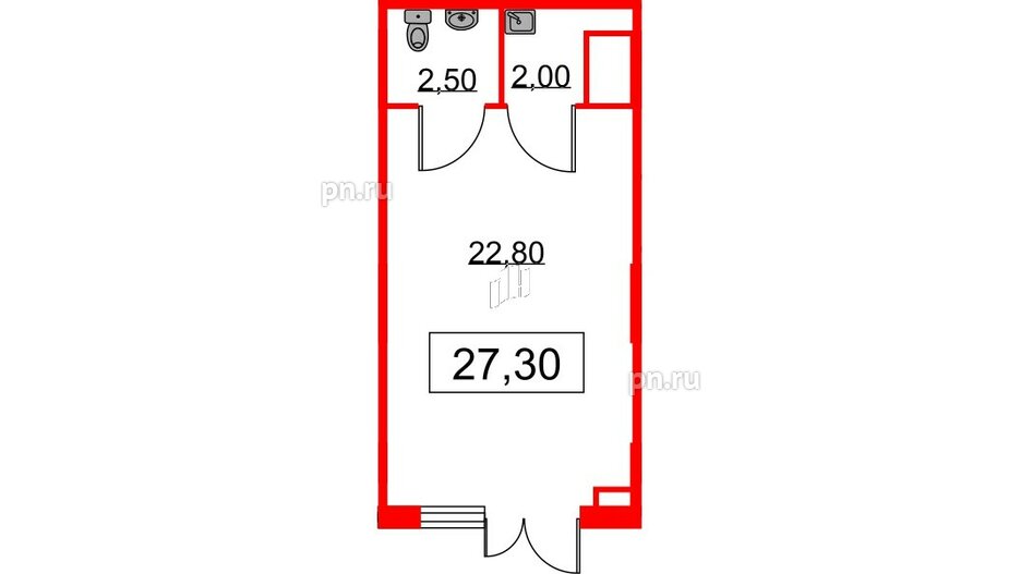 Помещение в ЖК Парадный ансамбль, 27.3 м², 1 этаж