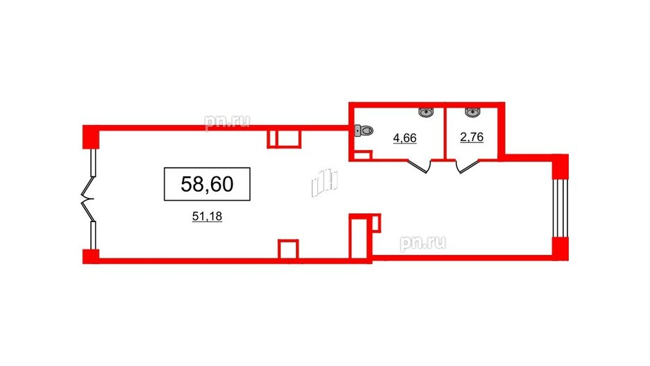 Помещение в ЖК Сенат, 58.6 м², 1 этаж