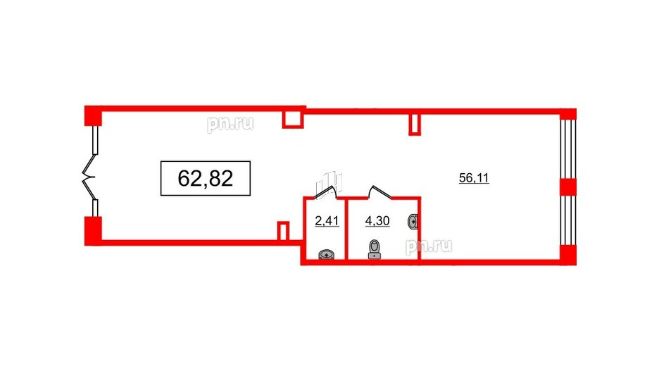 Помещение в ЖК Сенат, 62.82 м², 1 этаж