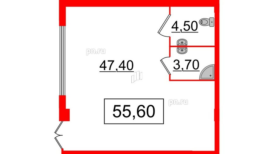 Помещение в ЖК Стрижи в Невском 2, 55.6 м², 1 этаж