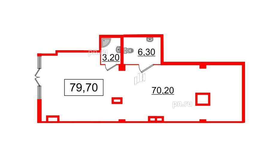 Помещение в ЖК Стрижи в Невском 2, 79.7 м², 1 этаж