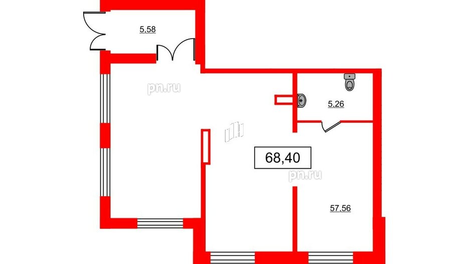 Помещение в ЖК ЦДС Parkolovo, 68.4 м², 1 этаж