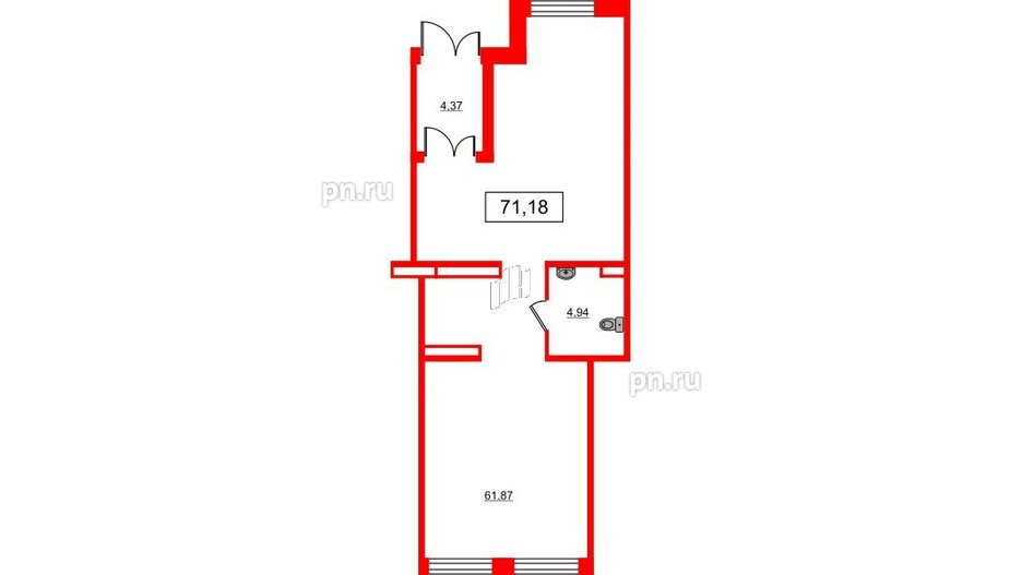 Помещение в ЖК ЦДС Parkolovo, 71.18 м², 1 этаж