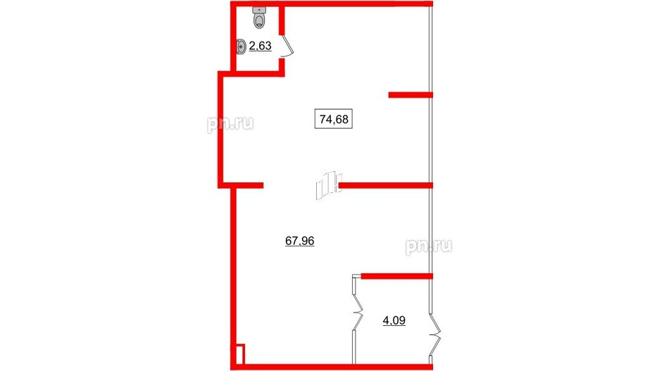 Помещение в ЖК ЦДС Новые Горизонты - 2, 74.68 м², 1 этаж