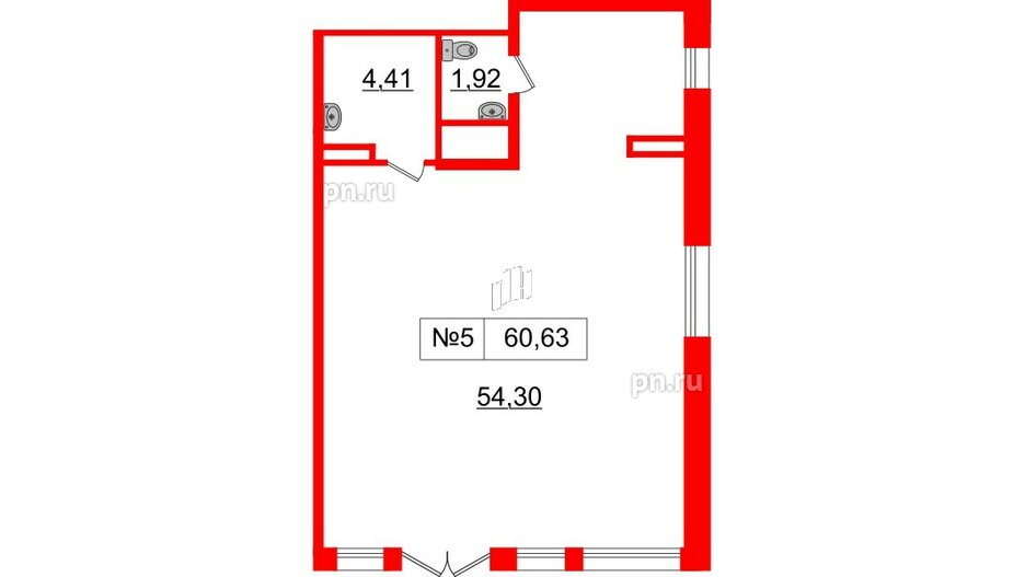 Аренда помещения в ЖК Прайм Приморский, 60.63 м², 1 этаж