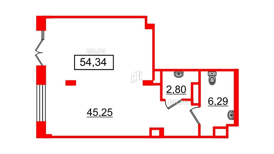 Помещение в ЖК Amber Club, 54.34 м², 1 этаж