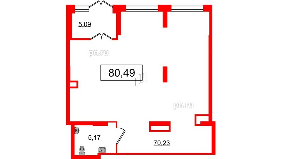 Помещение в ЖК Наука, 80.49 м², 1 этаж