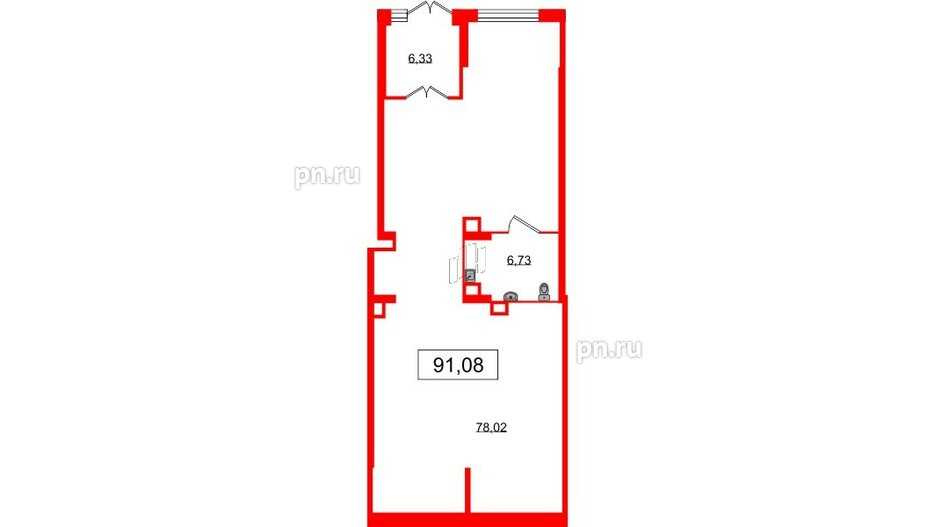 Помещение в ЖК Наука, 91.08 м², 1 этаж