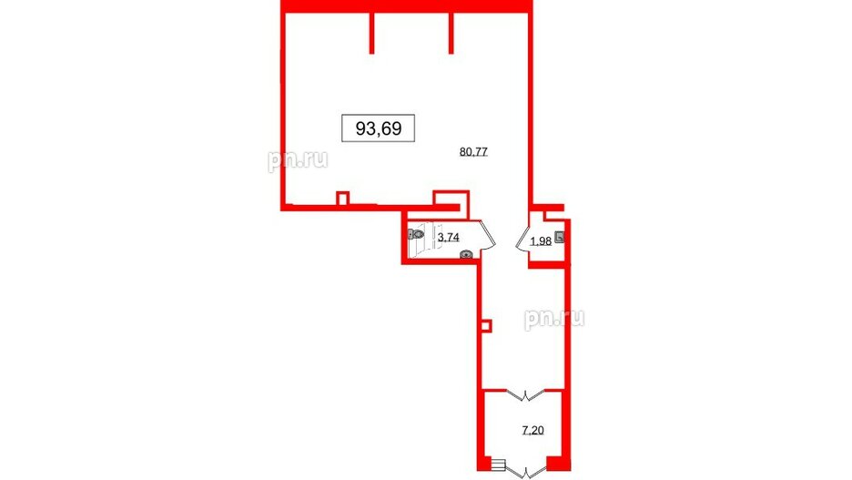 Помещение в ЖК Наука, 93.69 м², 1 этаж