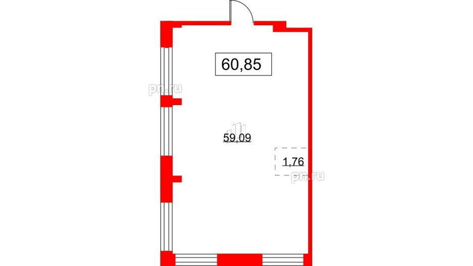 Помещение в ЖК Glorax Premium Василеостровский, 60.85 м², 4 этаж