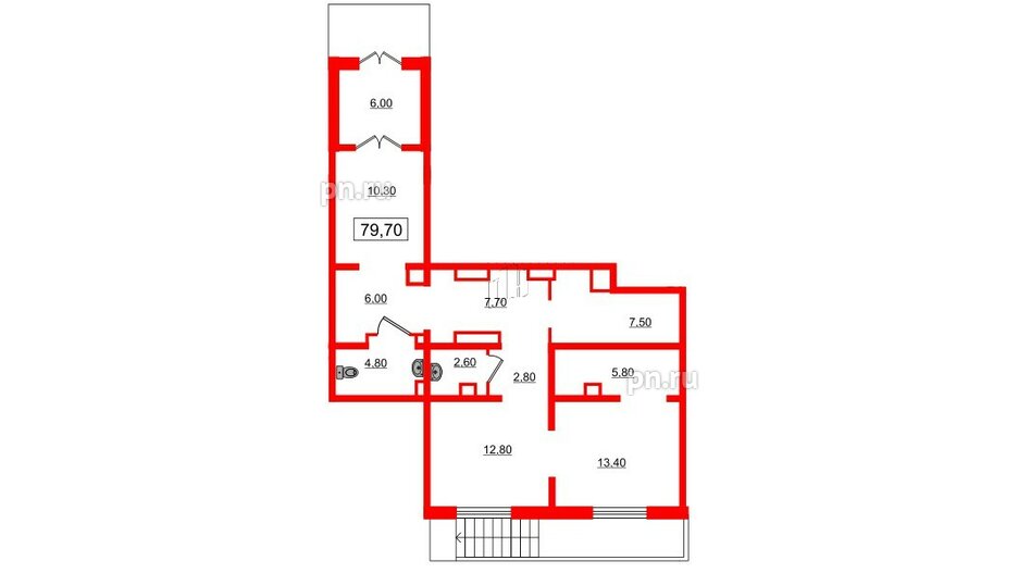 Помещение в ЖК Цветной город, 79.7 м², 1 этаж