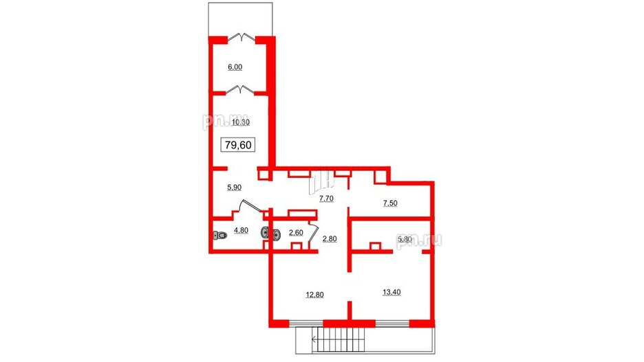 Помещение в ЖК Цветной город, 79.6 м², 1 этаж