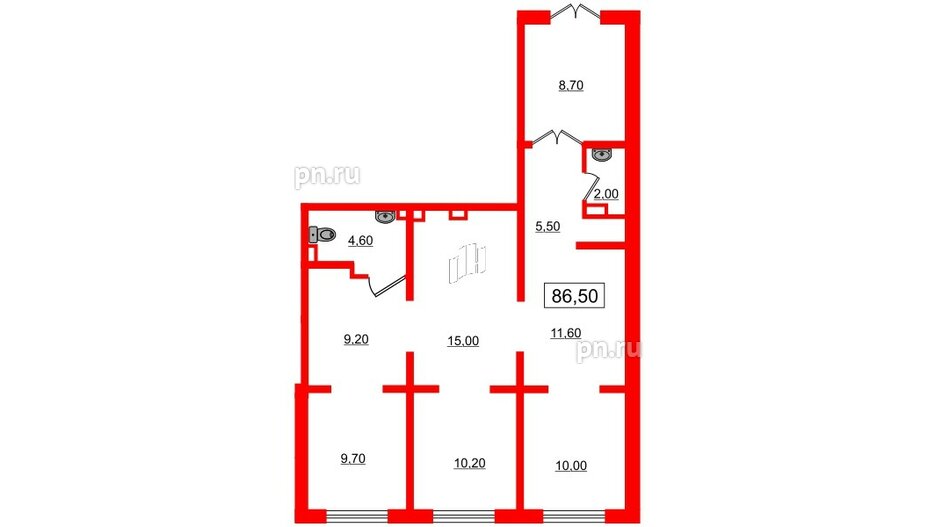 Помещение в ЖК Цветной город, 86.5 м², 1 этаж