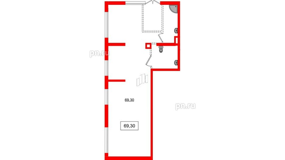 Помещение в ЖК А101Лаголово, 69.3 м², 1 этаж